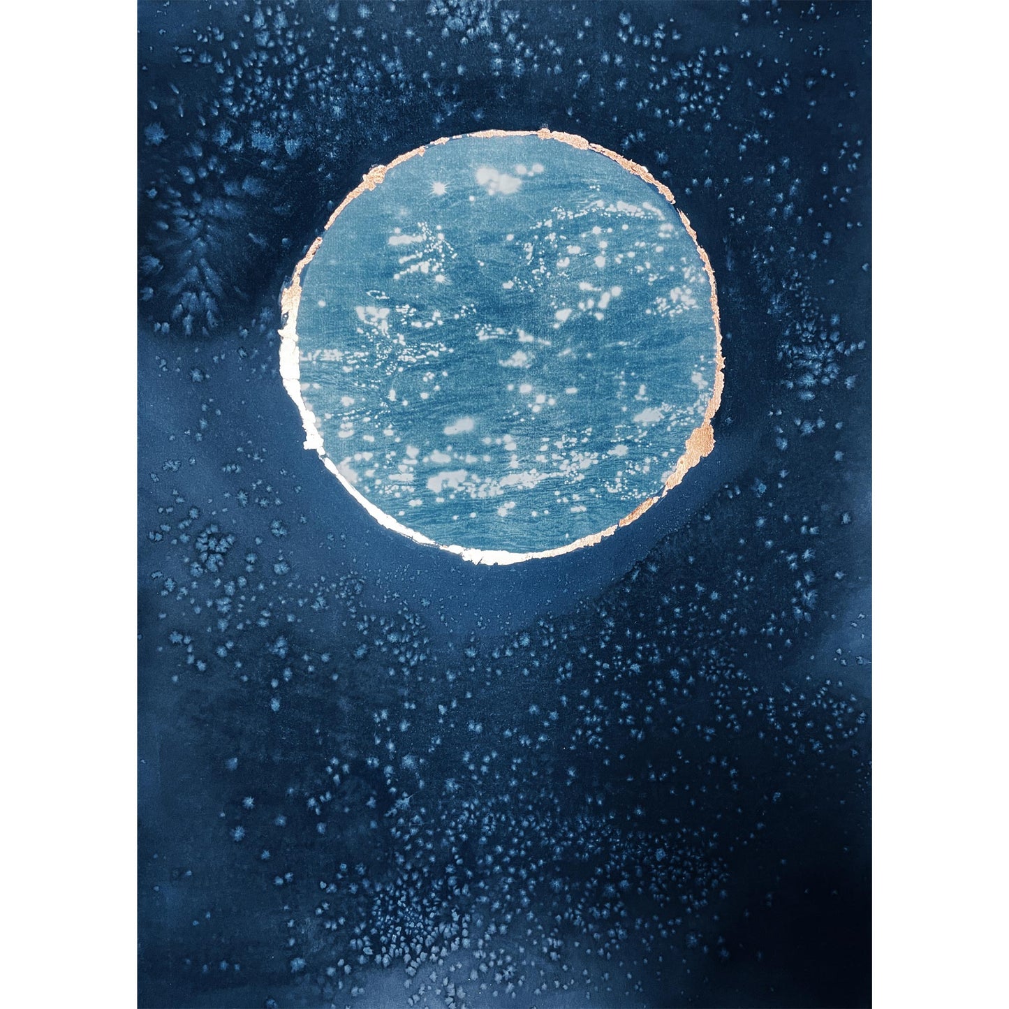 A Glance to the Spey 1 | Cyanotype with Copper Leaf