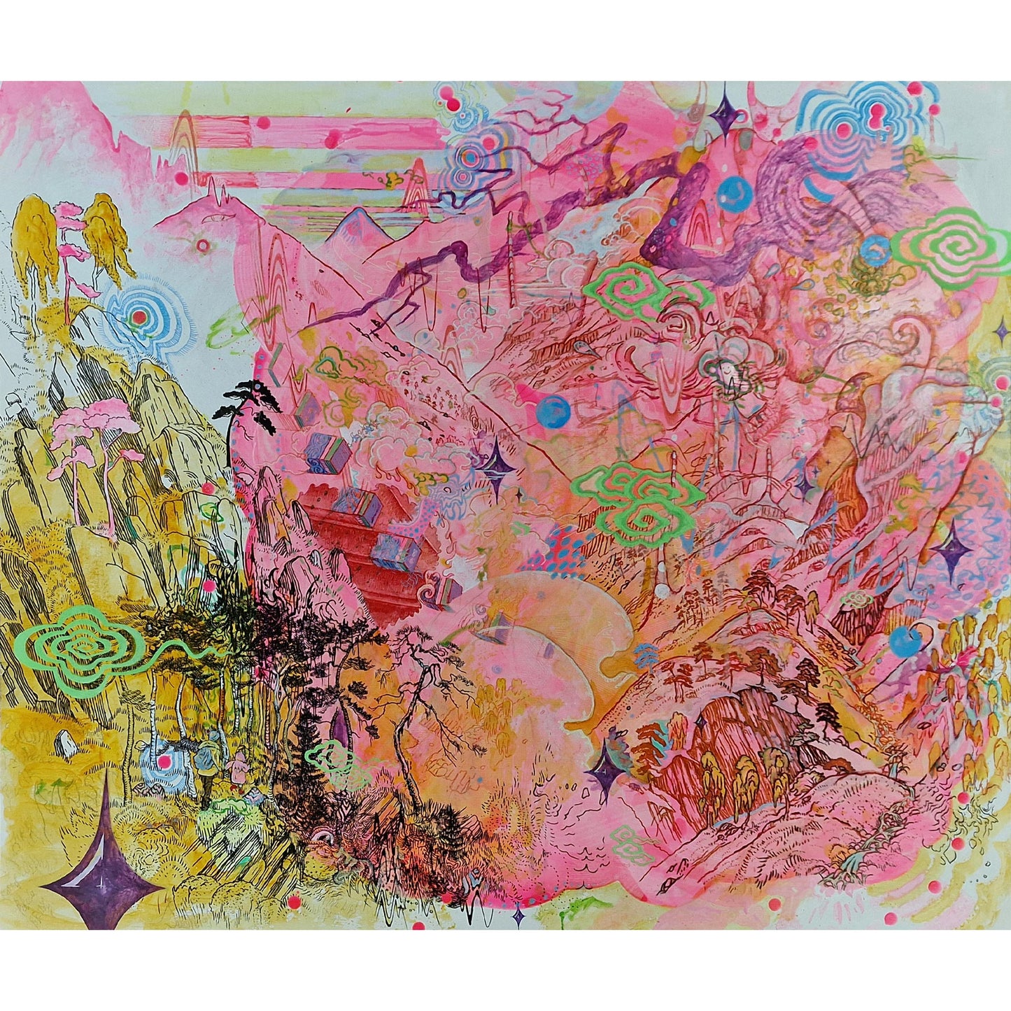 Glen Silly Sausage | Acrylic, Ink, Glitter, Varnish on Canvas