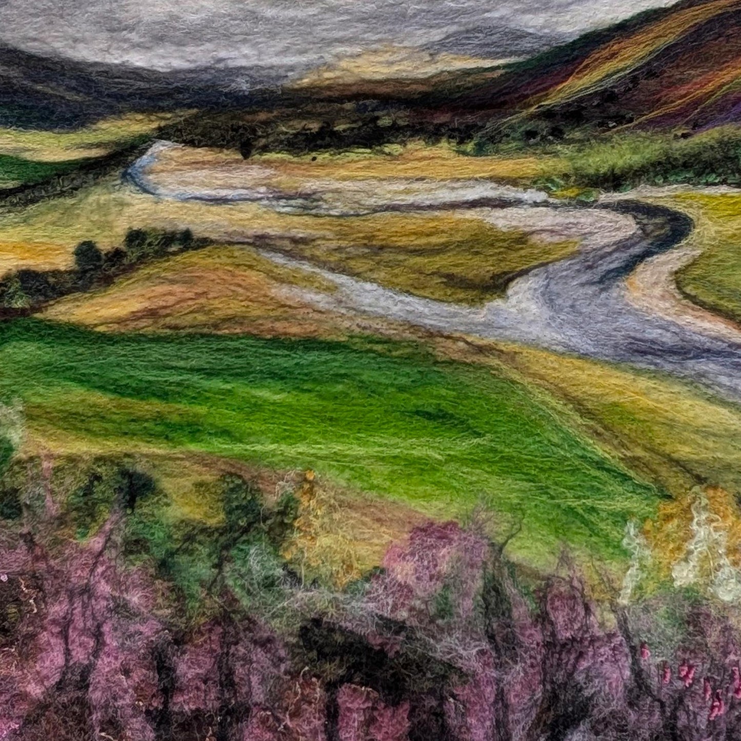 A' Lùbadh gu Sàmhach (quiet meander) | Felted landscape