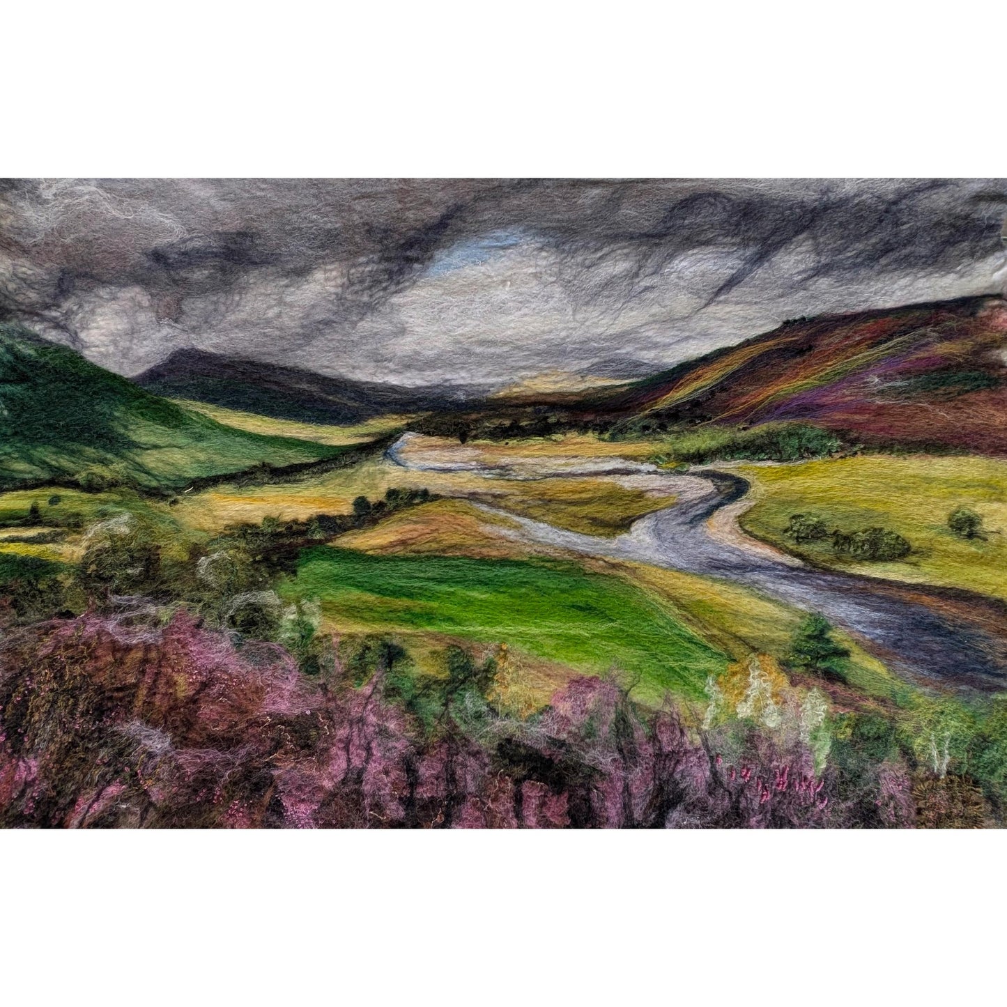 A' Lùbadh gu Sàmhach (quiet meander) | Felted landscape