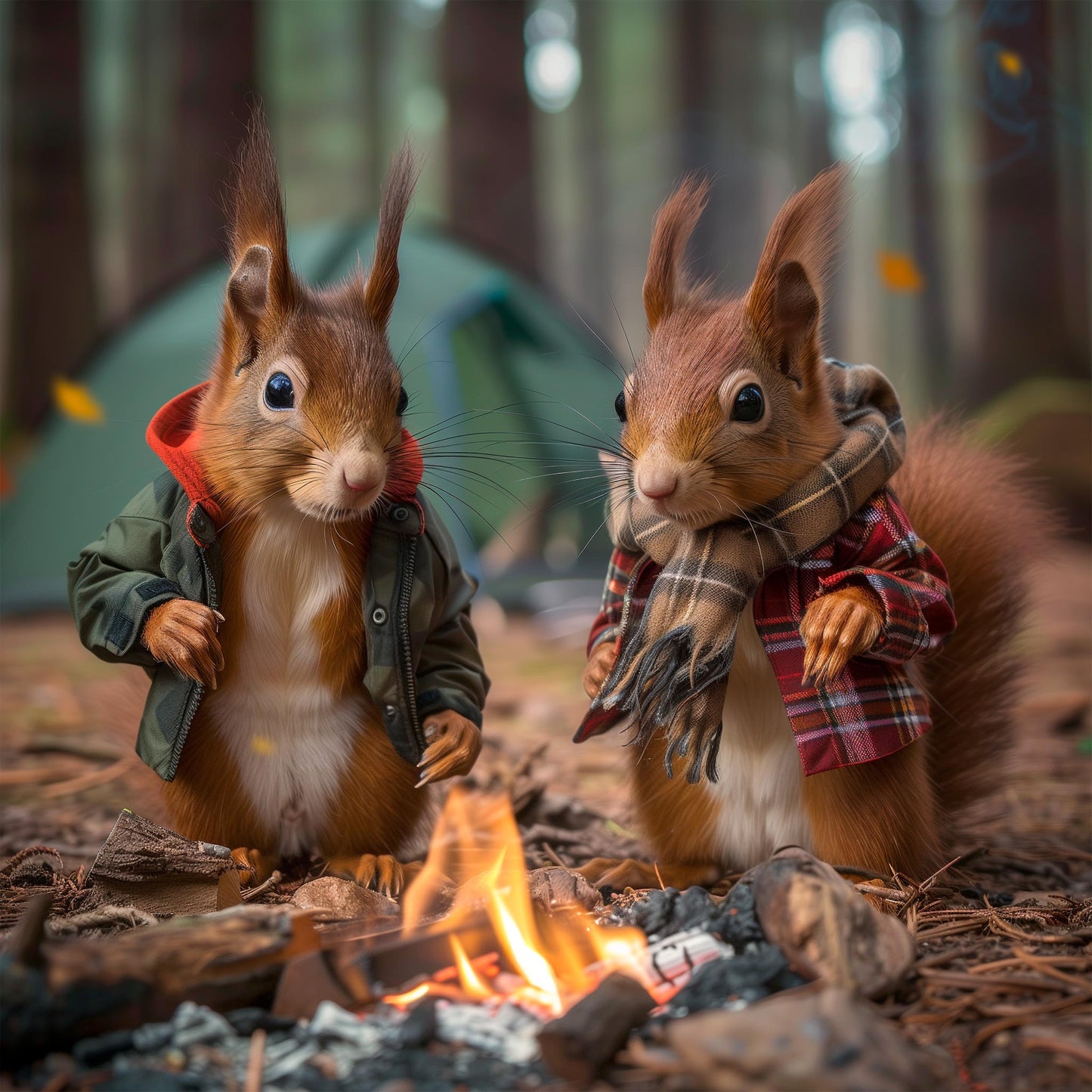 Red Squirrel Camping | Art Print