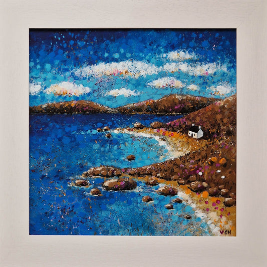 Turn Left at the Honesty Cake Shack, Bothy on the Beach, That's Where I'll Be | Acrylic & Crayon
