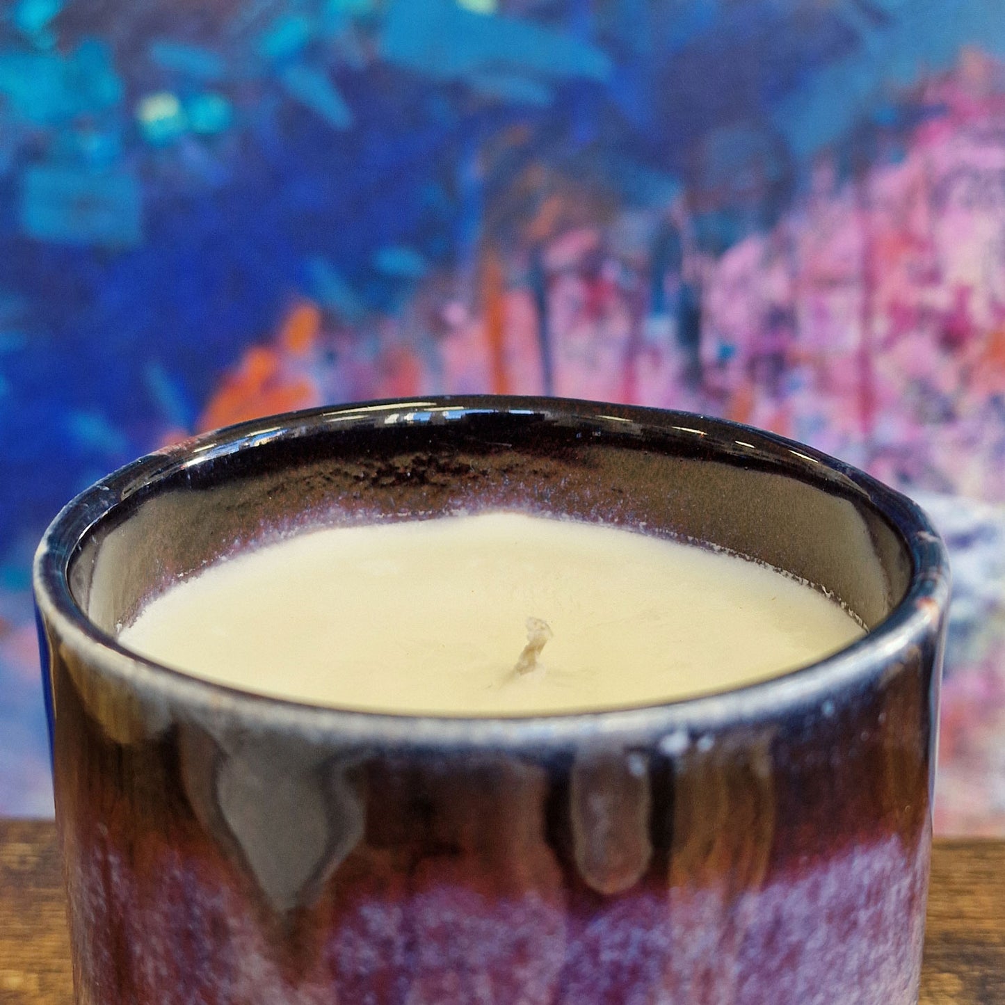 Handmade Ceramic Pot with Scented Candle | Lavendar & Patchouli