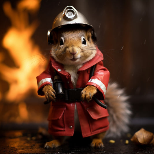 Red Squirrel Firefighter | Art Print