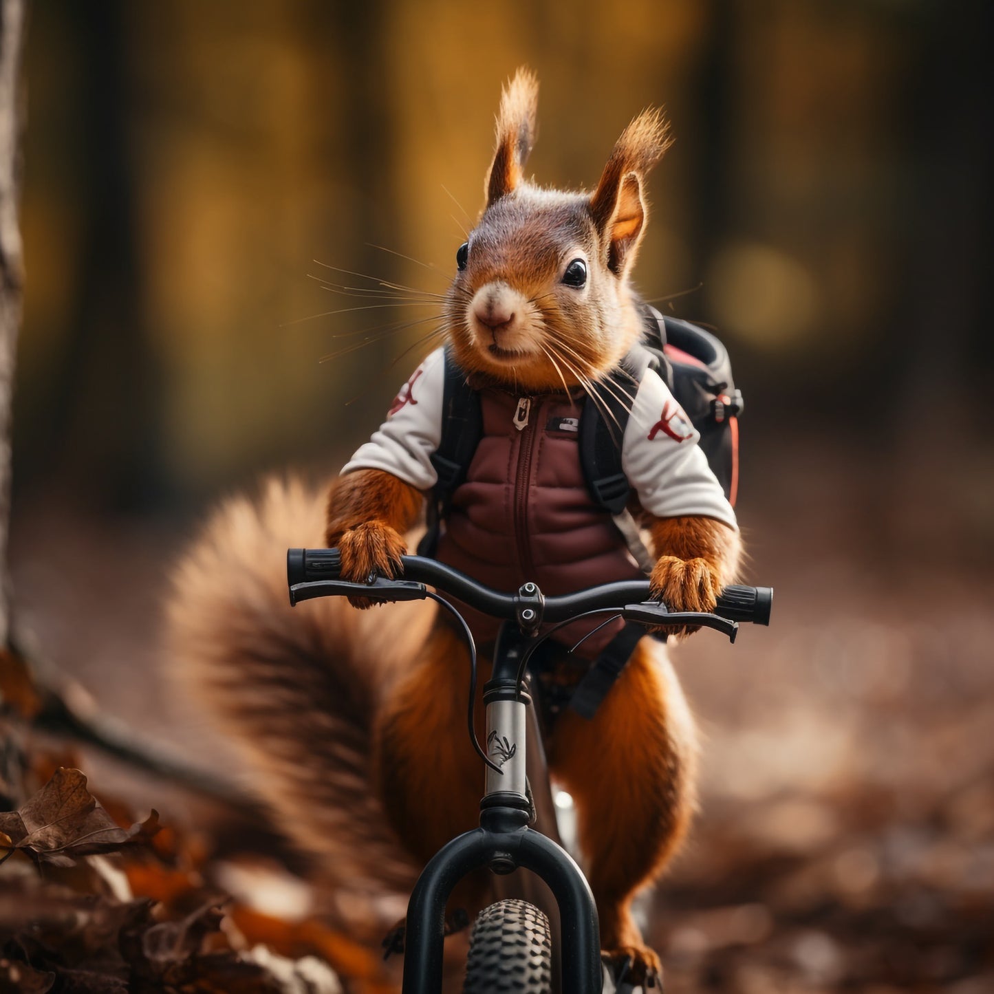 Red Squirrel Biking | Art Print