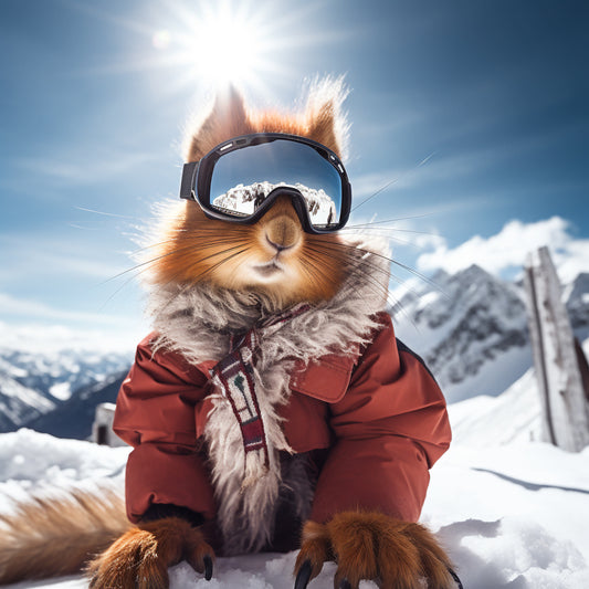 Red Squirrel Skier | Art Print