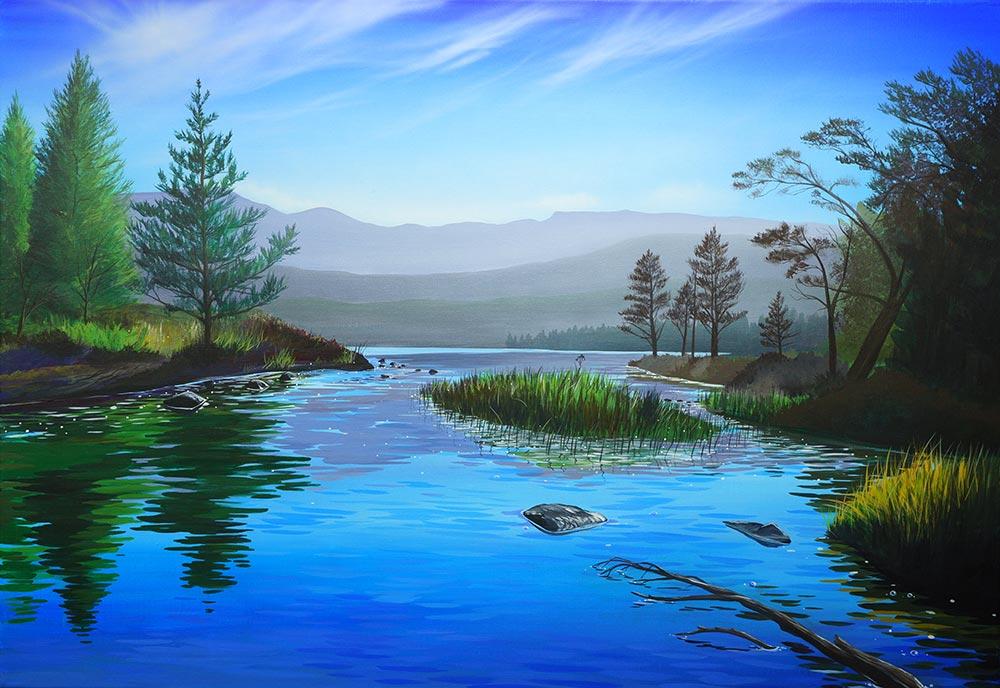 Loch Morlich: Cool Blue Stream art print by Angus Grant Art