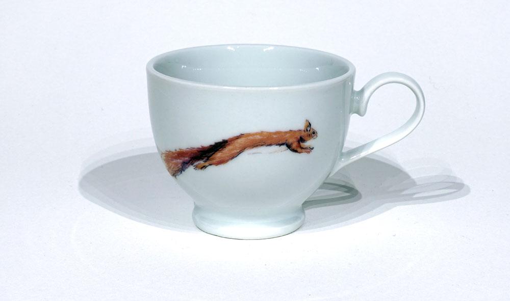 Red squirrel tea cup and saucer by Angus Grant Art