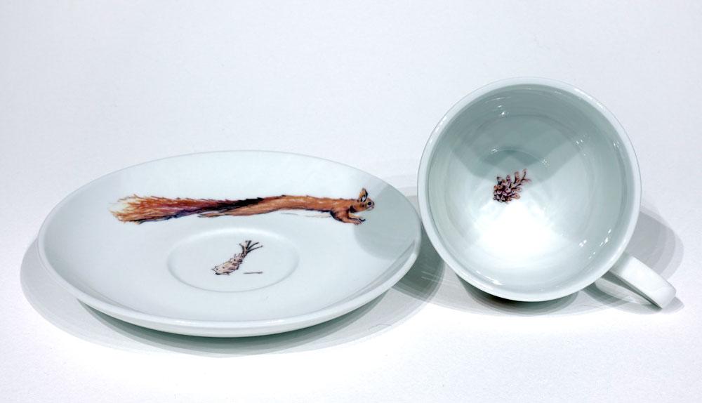 Red squirrel tea cup and saucer by Angus Grant Art