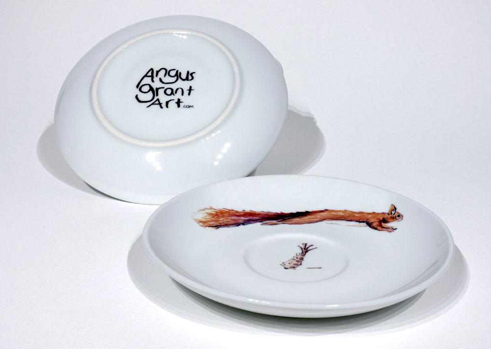 Red squirrel tea cup and saucer by Angus Grant Art